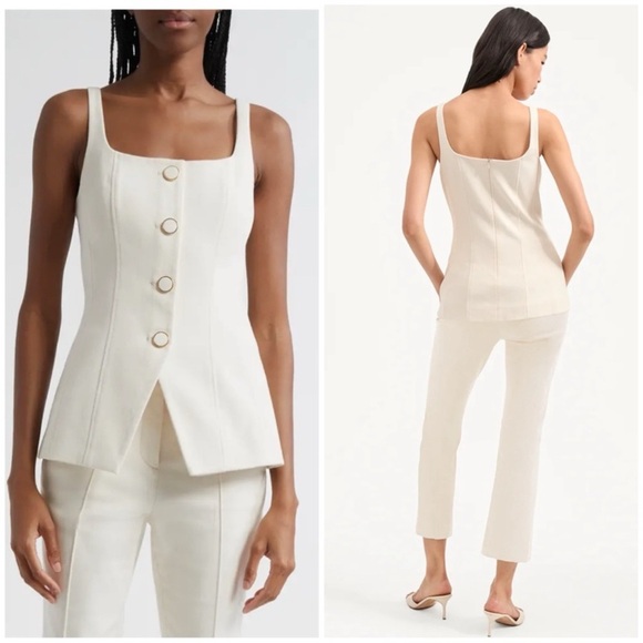 Veronica Beard Liana Button-Up Vest in Ecru SZ US 8 - Picture 2 of 7
